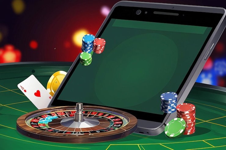 Pengguna Indonesia sedang mengunduh apk hiburan digital pada smartphone mereka dengan latar neon futuristik